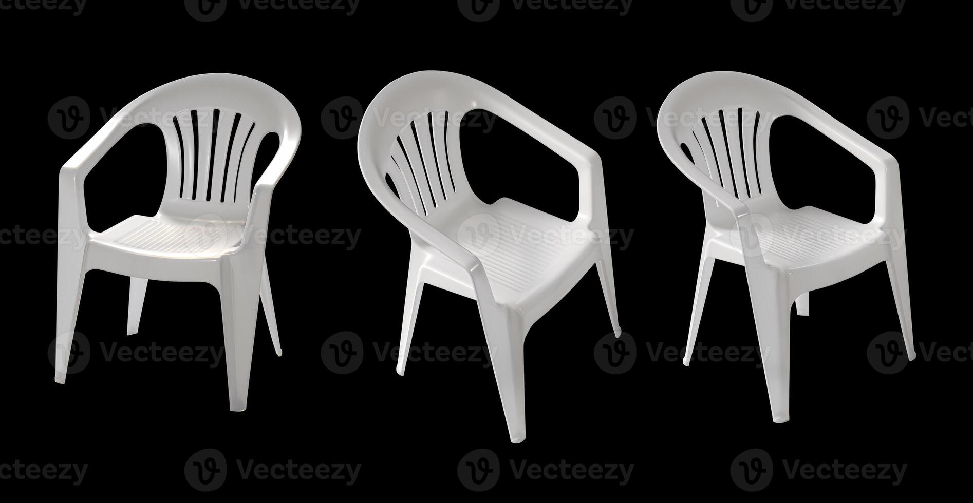 three white chairs isolated in the background photo