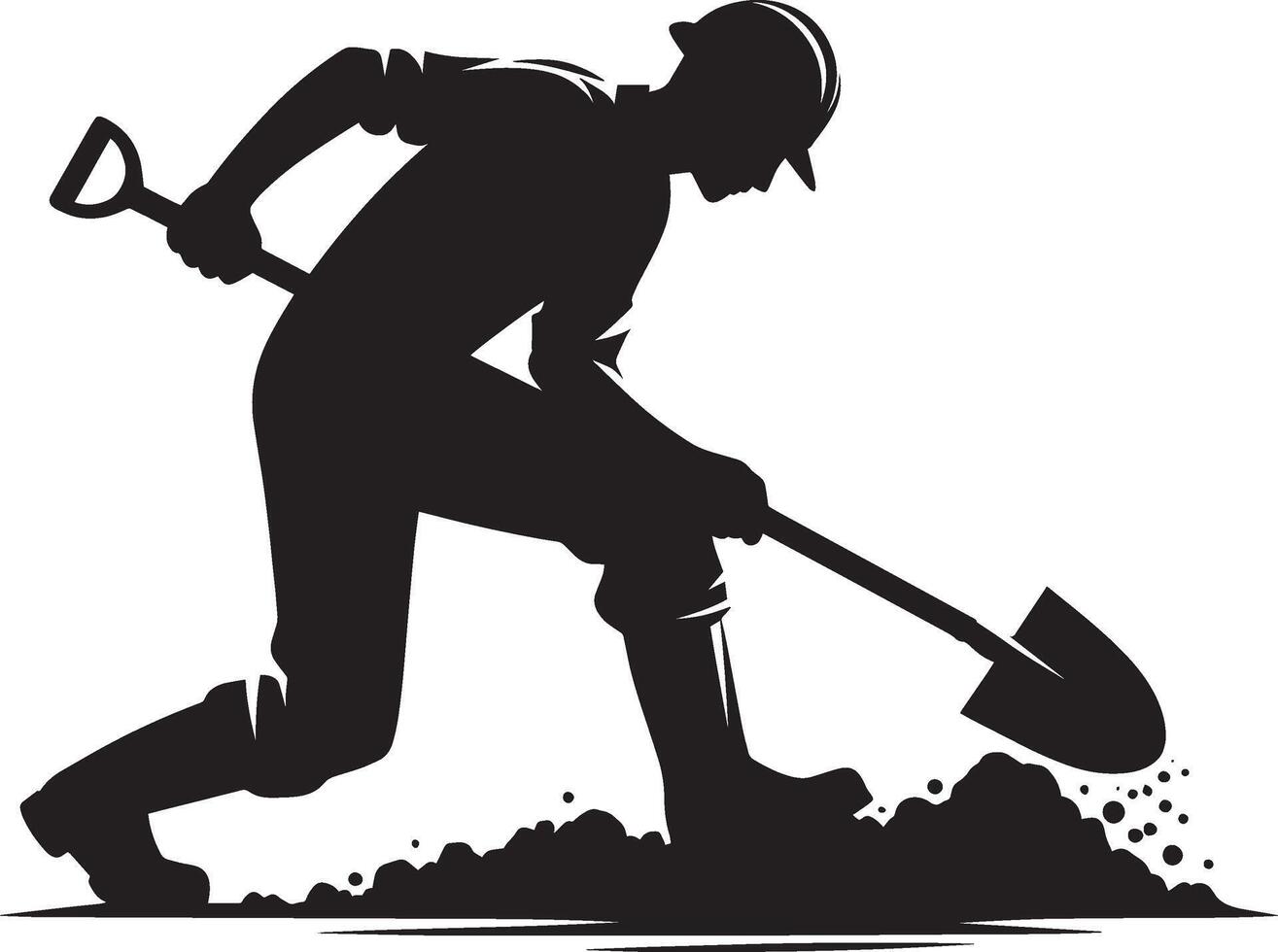 Silhouette of a man digging with a shovel vector