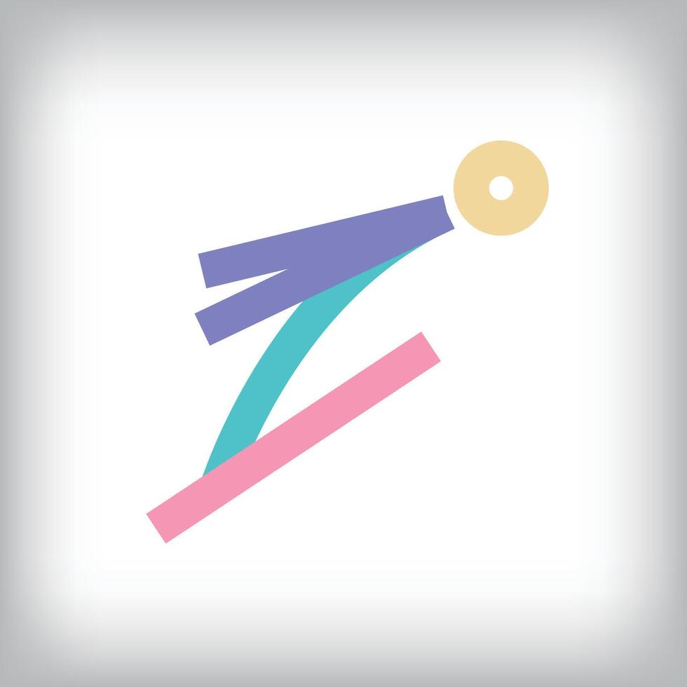 Colorful ski jumping sports design with modern lines. vector
