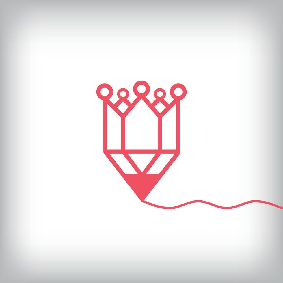 Modern king crown pen design. vector