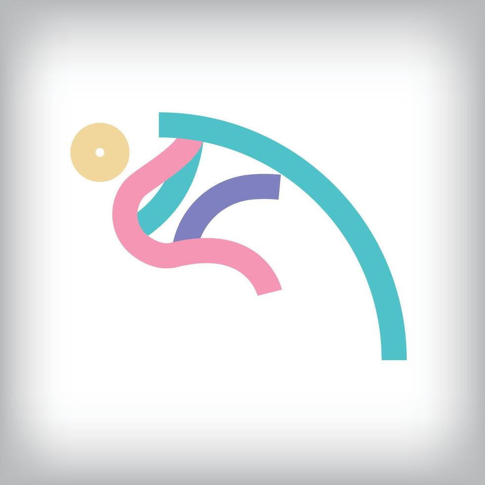 Colorful long jump sports design with modern lines. vector