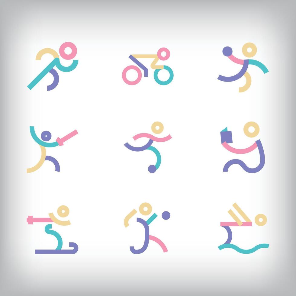 9 different sports design sets of modern lines. vector