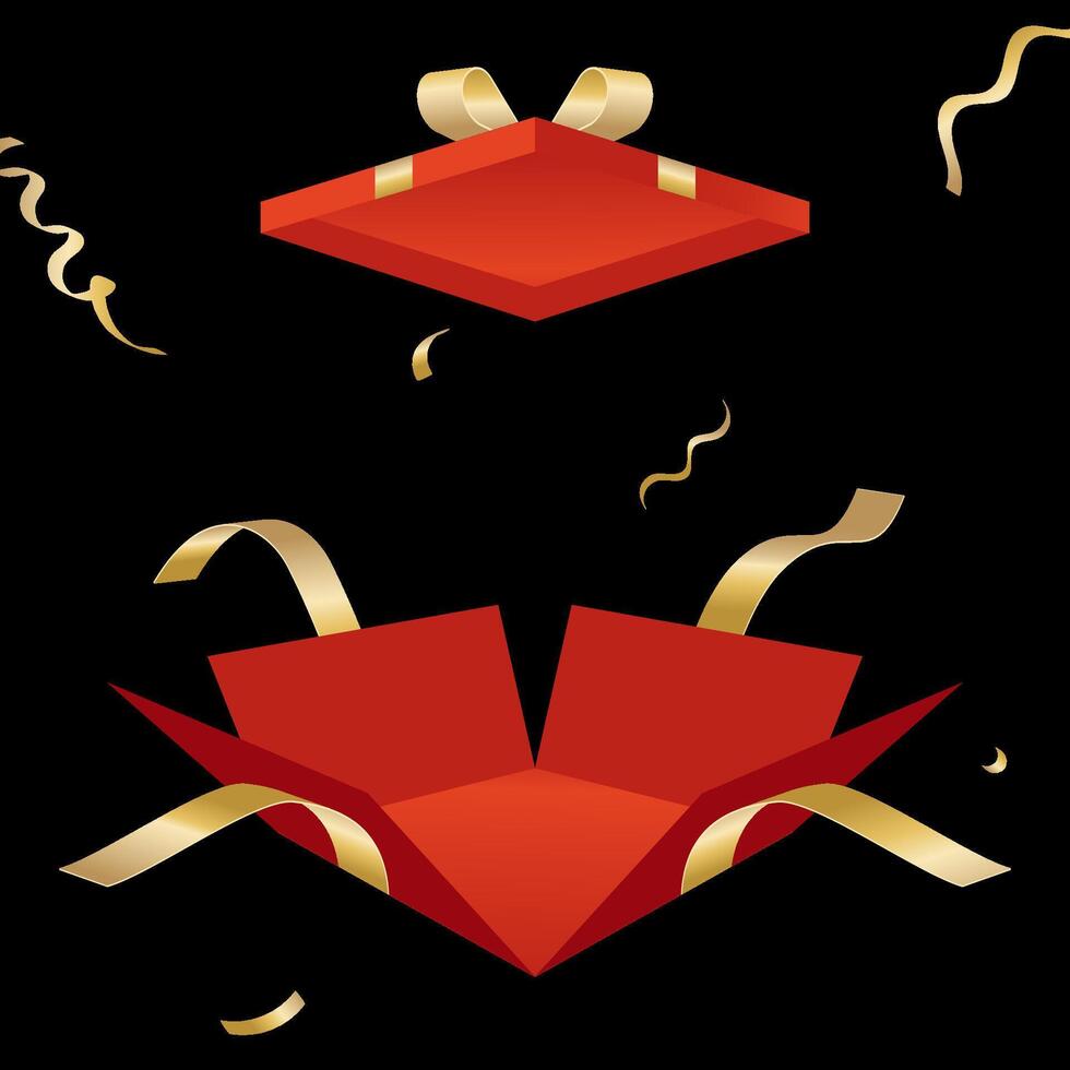 open gift with gold ribbon vector