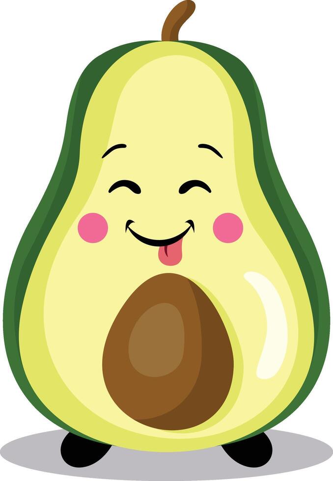 Funny avocado character mascot with tongue out vector