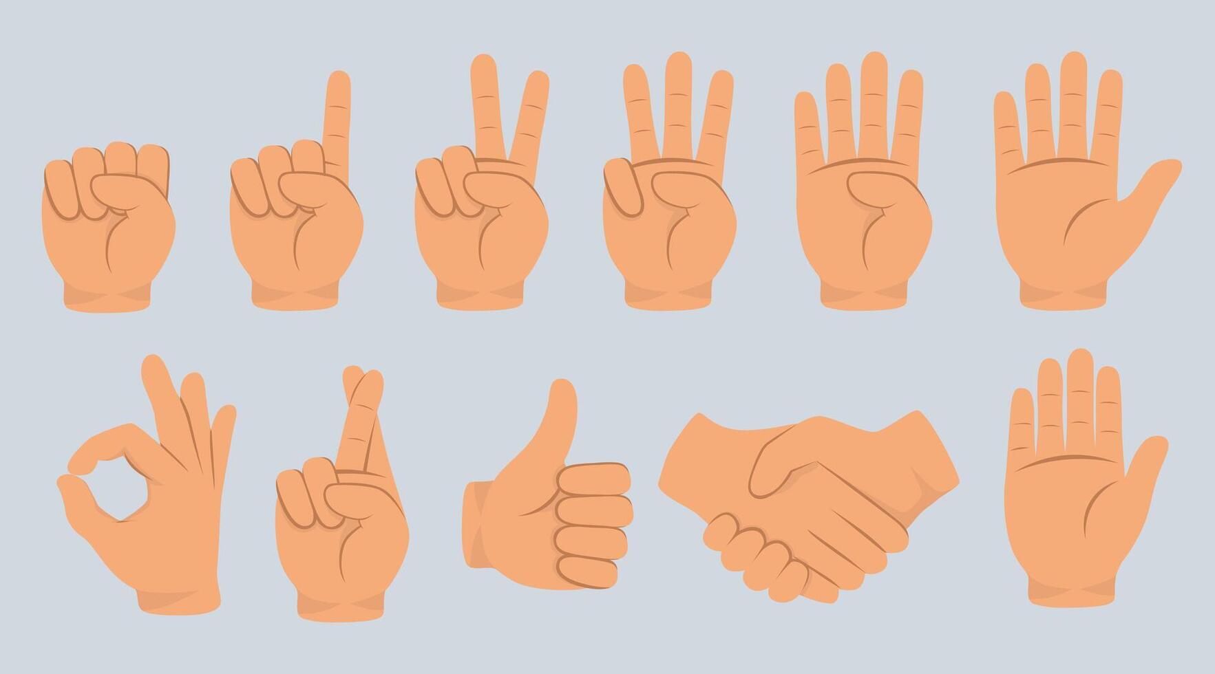 Set of Hand Gesture Flat Illustrations vector