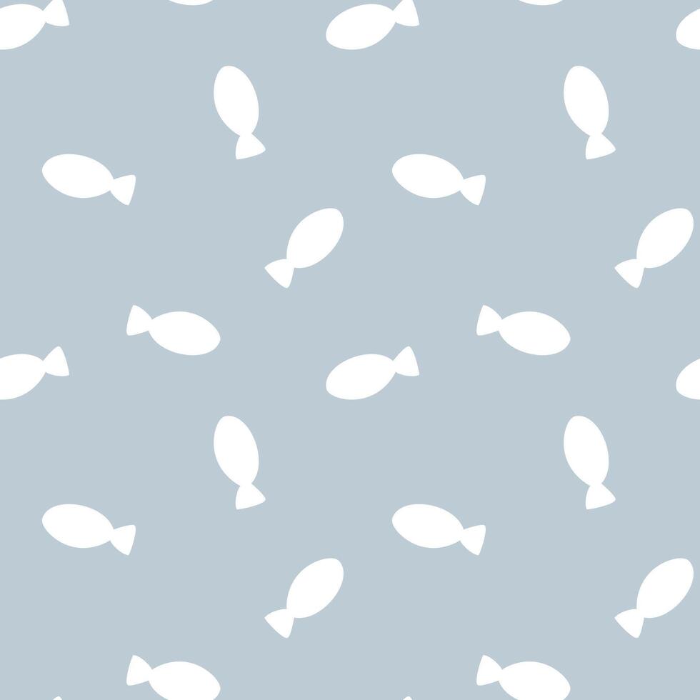 seamless minimal fish repeat pattern in blue background vector