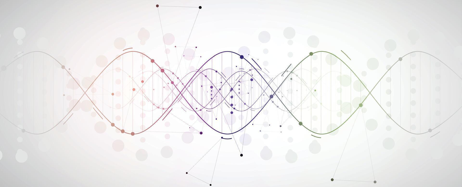 abstract background with color dna molecule and dots vector