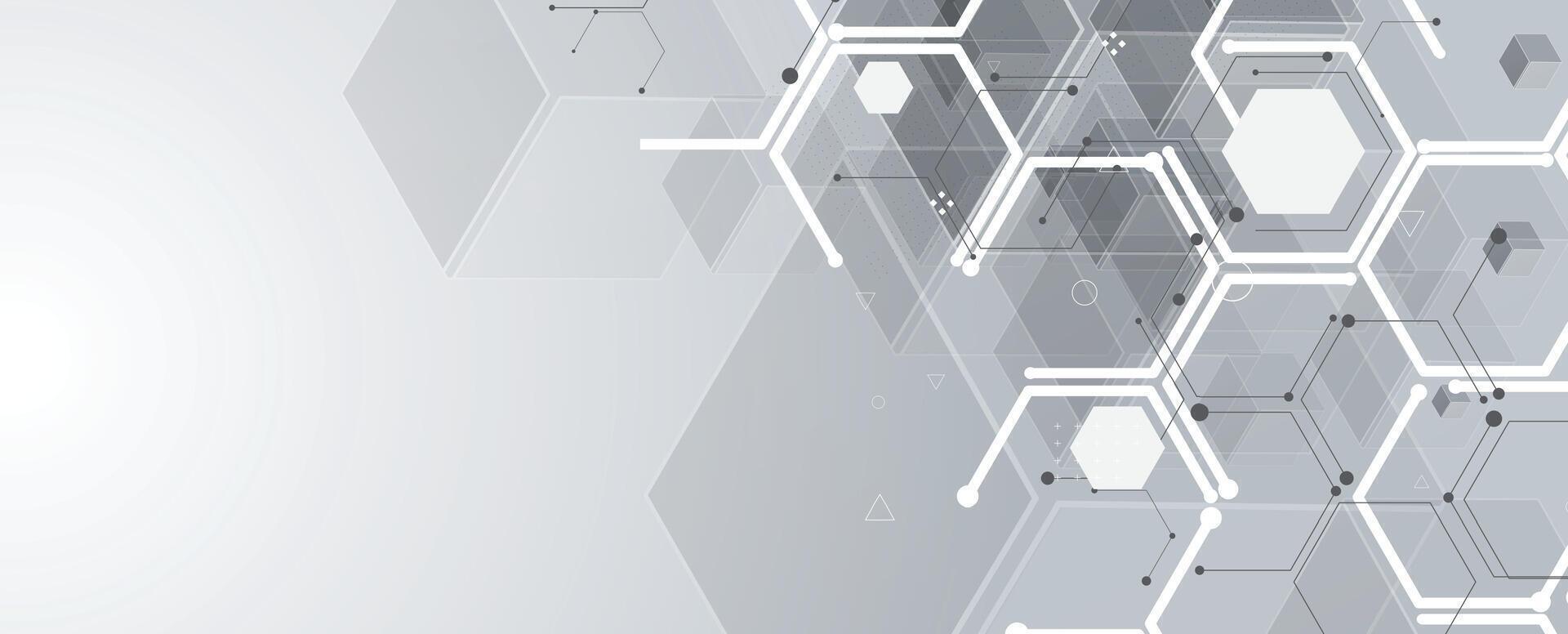 abstract background with circuit hexagons and lines vector