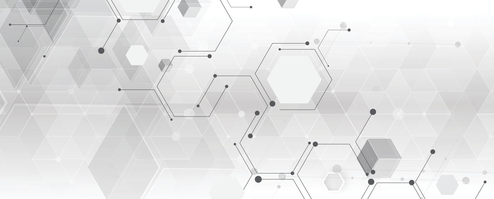 abstract background with grey hexagons and lines vector