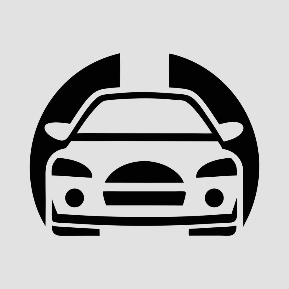 Modern Automotive Logo Featuring Stylized Black and White Car with Abstract Tunnel Design vector
