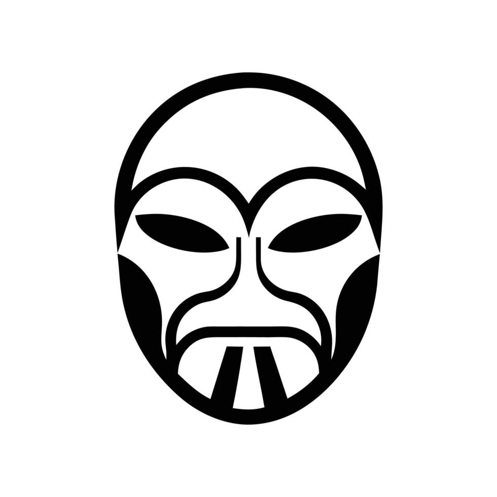 Monochromatic Tribal Mask Design with Symmetrical Features and Bold, Graphic Lines vector