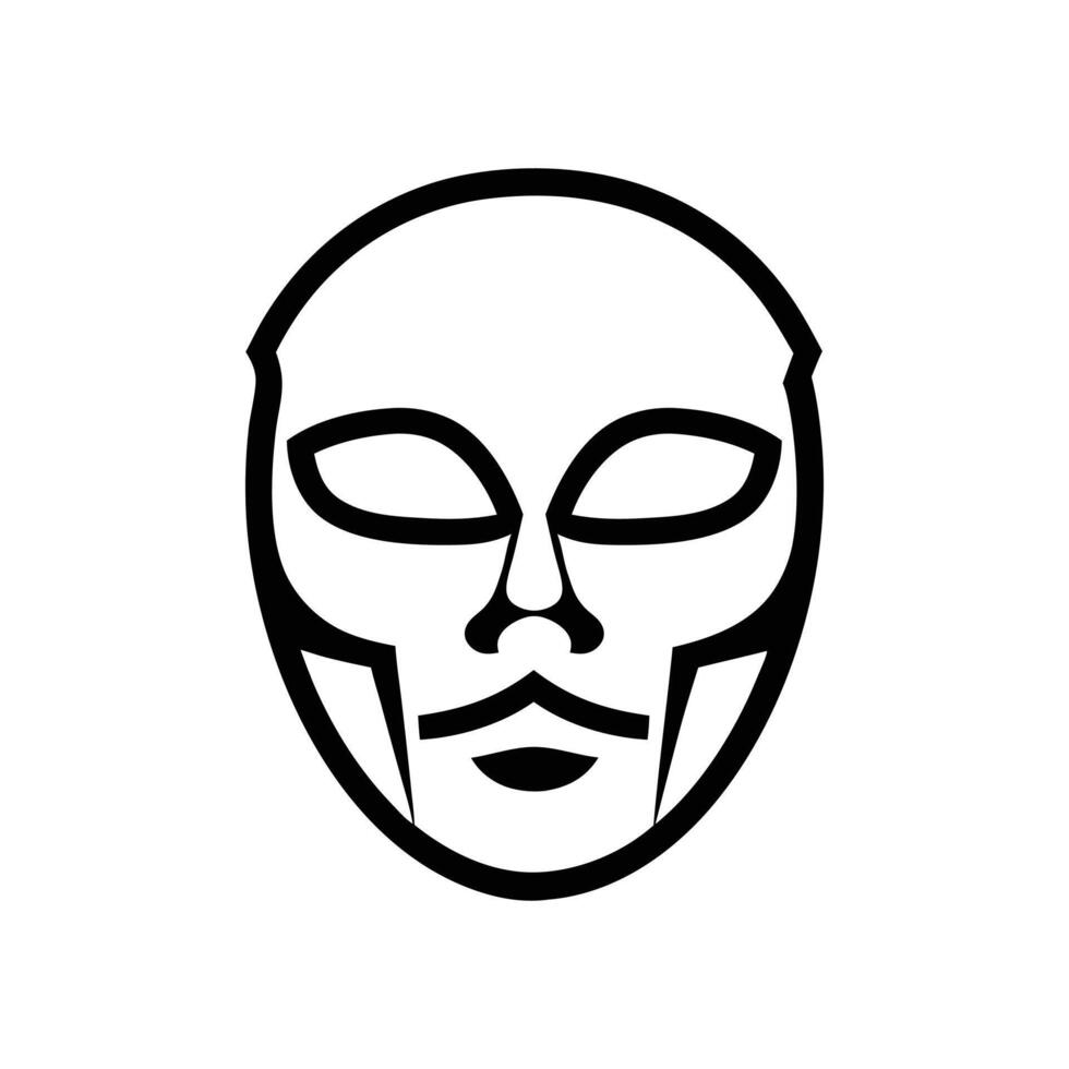 Minimalistic Black and White Tribal Mask Design with Bold Features for Ceremonial Themes vector