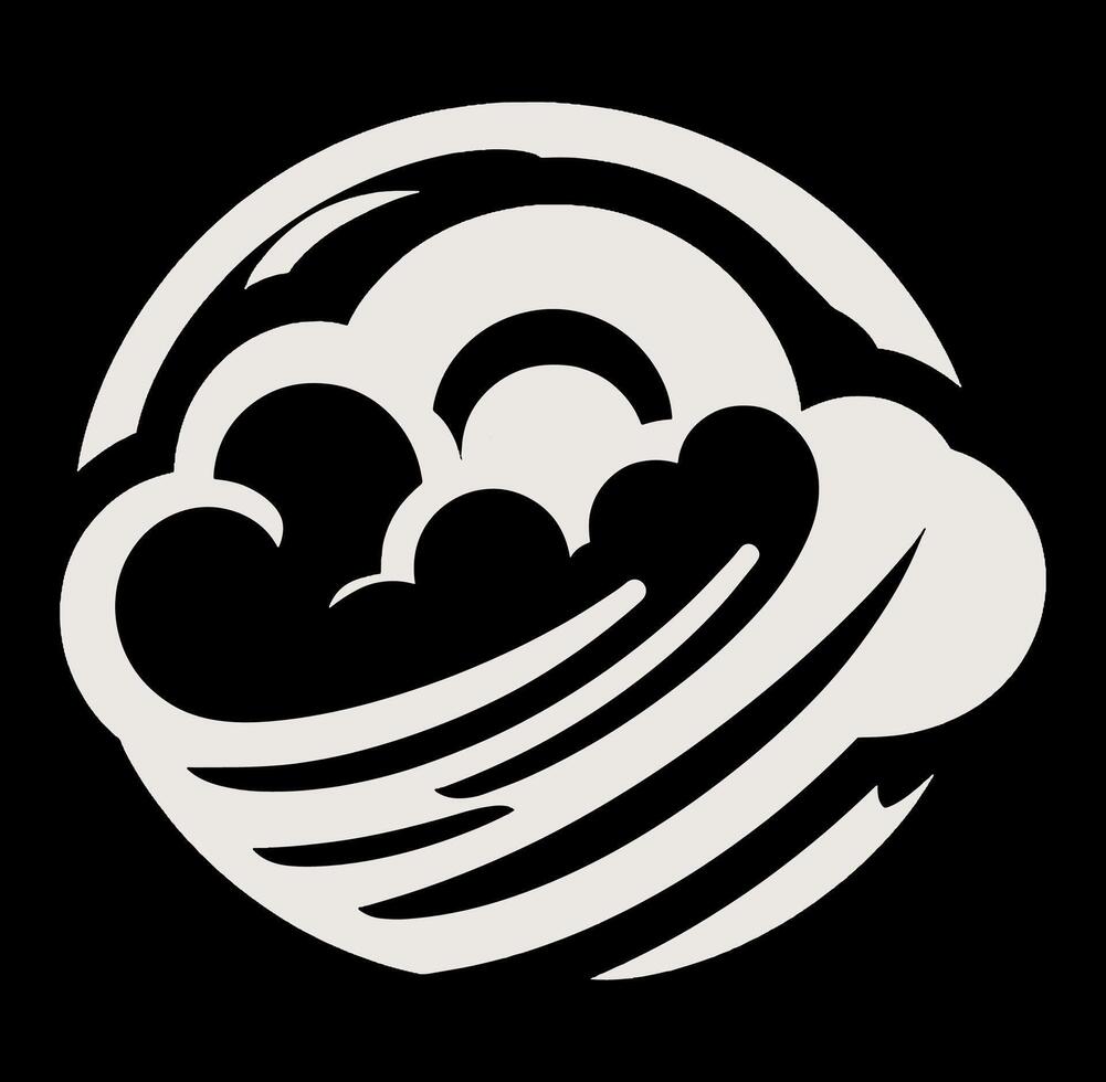 A black and white illustration of a cloud and rain vector
