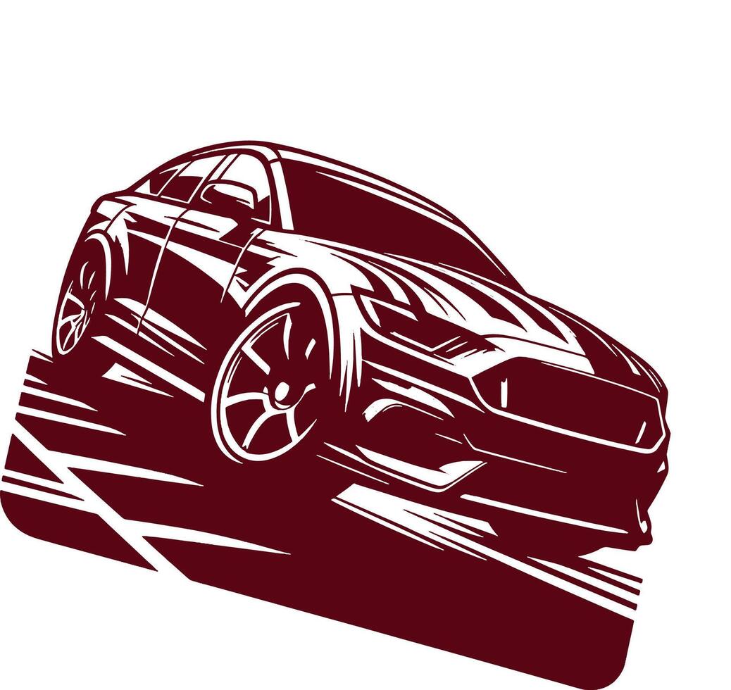 Car is shown in a silhouette on a background vector