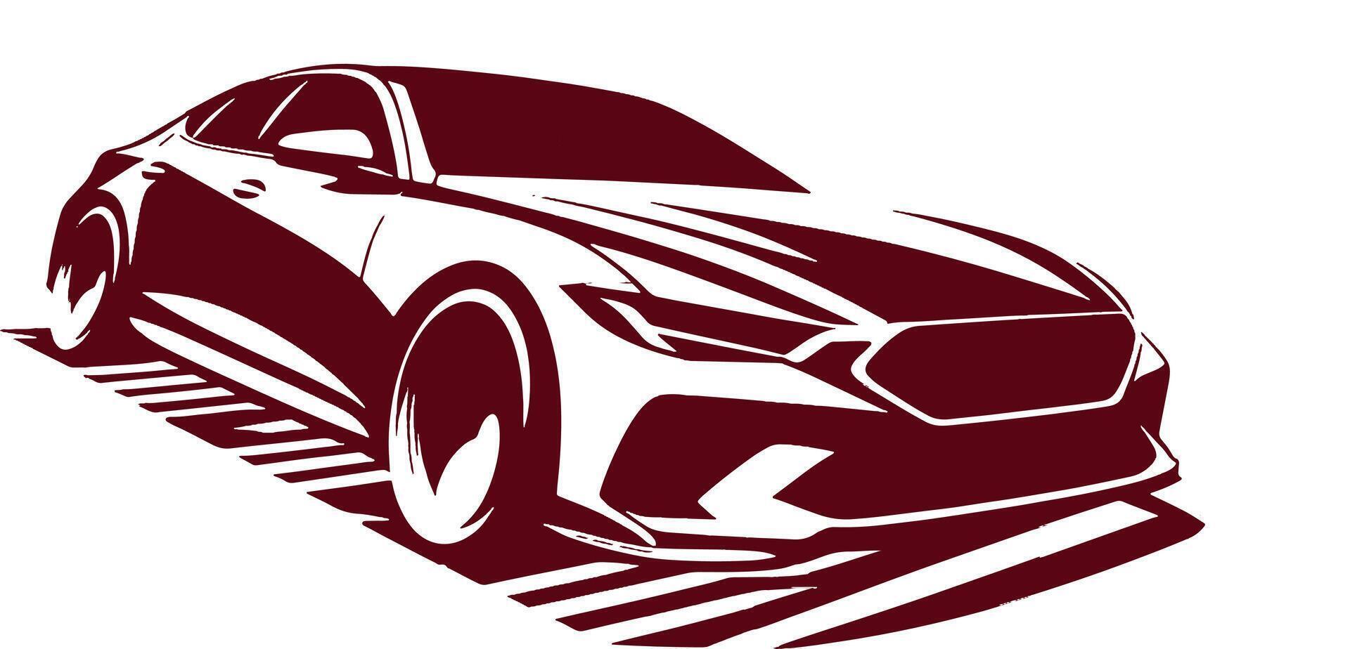 Car is shown in a silhouette on a white background vector