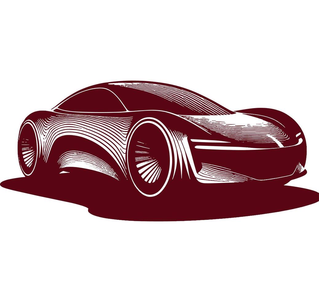 A drawing of a futuristic sports car vector