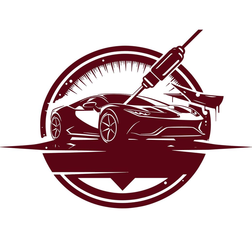 Car logo design with a car and a brush vector