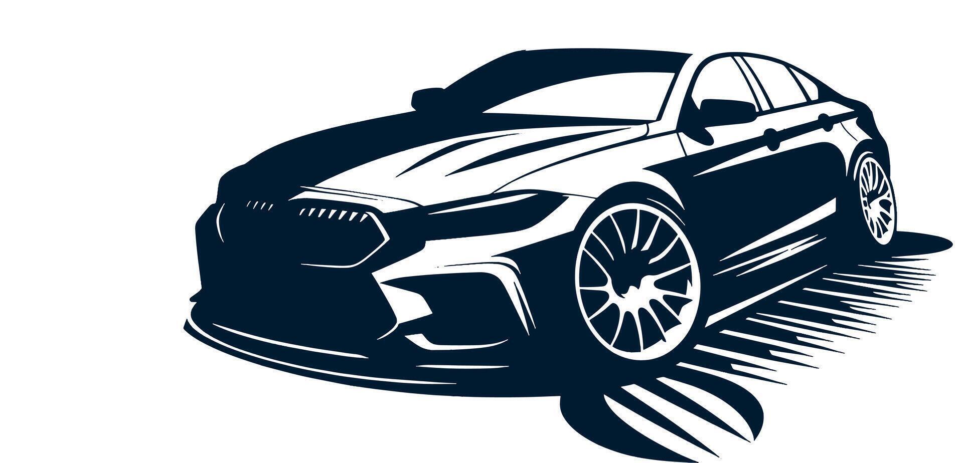 Black and white car logo illustration with a background vector