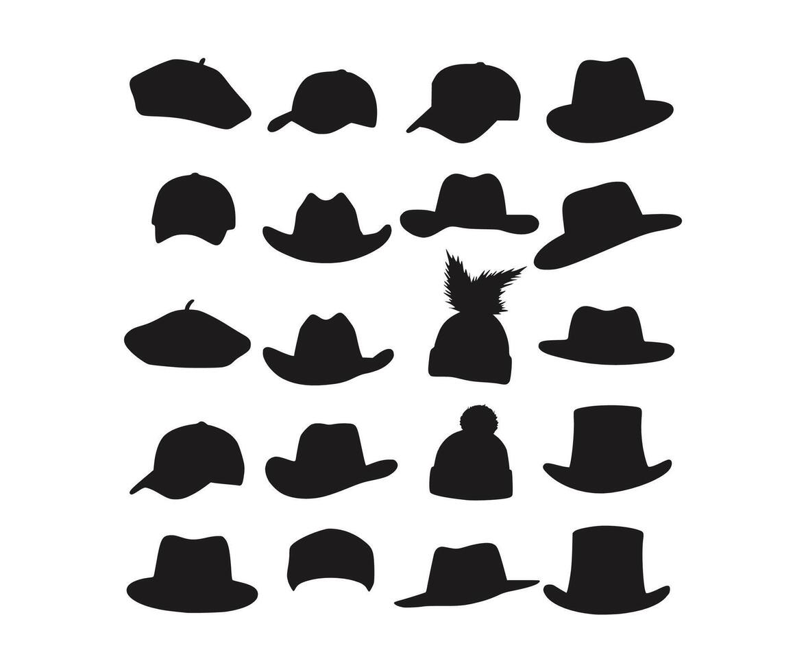 group of hat silhouette designs vector