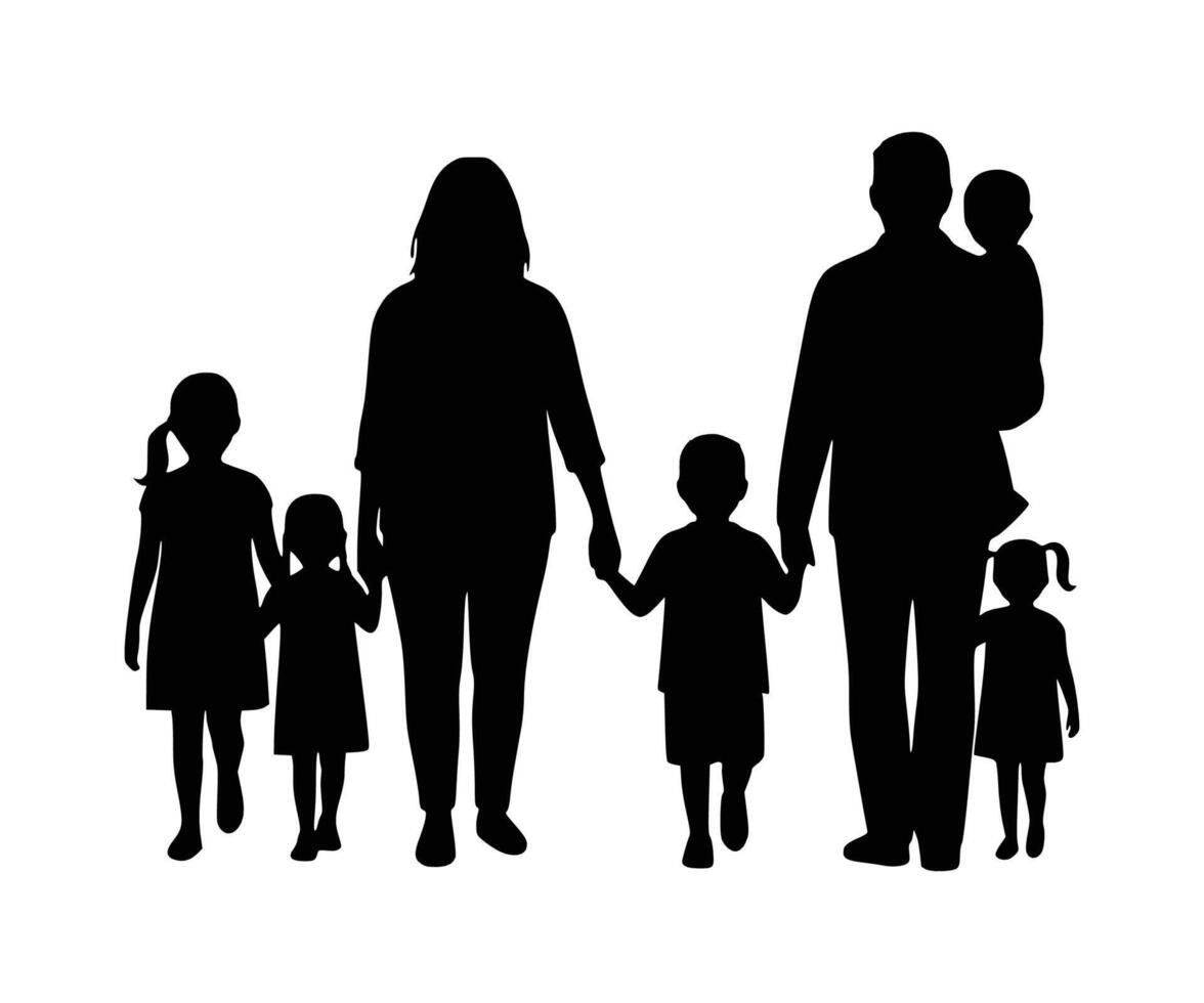 family shapes showing parents alongside their little ones. vector