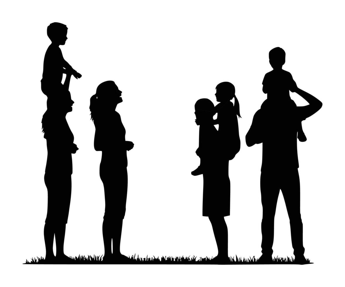 Family shadow figures, cheerful family silhouette collection. vector