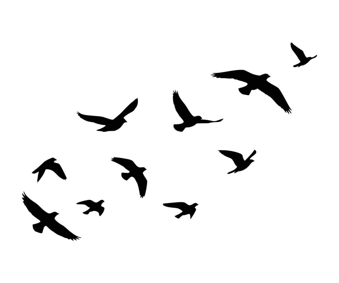 Silhouette artwork featuring a flying bird and tree branches. vector