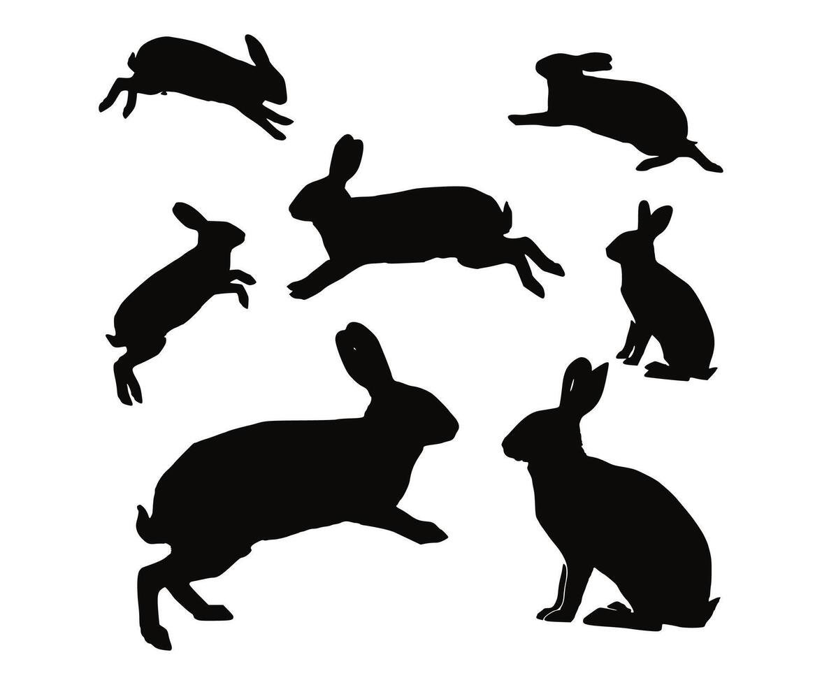 Rabbit shapes set against a white backdrop. vector