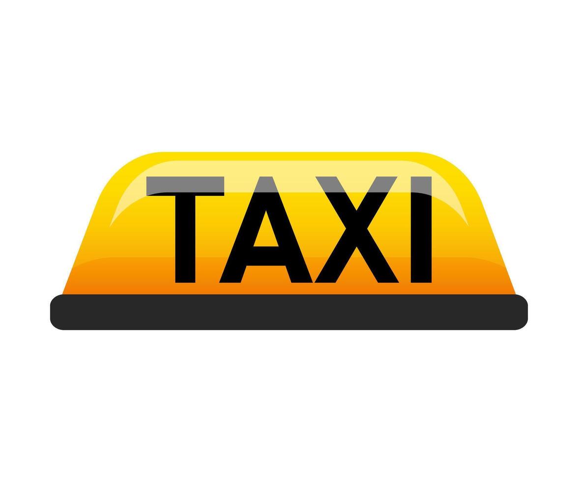 Taxi car roof sign with black lettering. Taxi icons. Yellow signs of urban transportation. Taxi service. vector