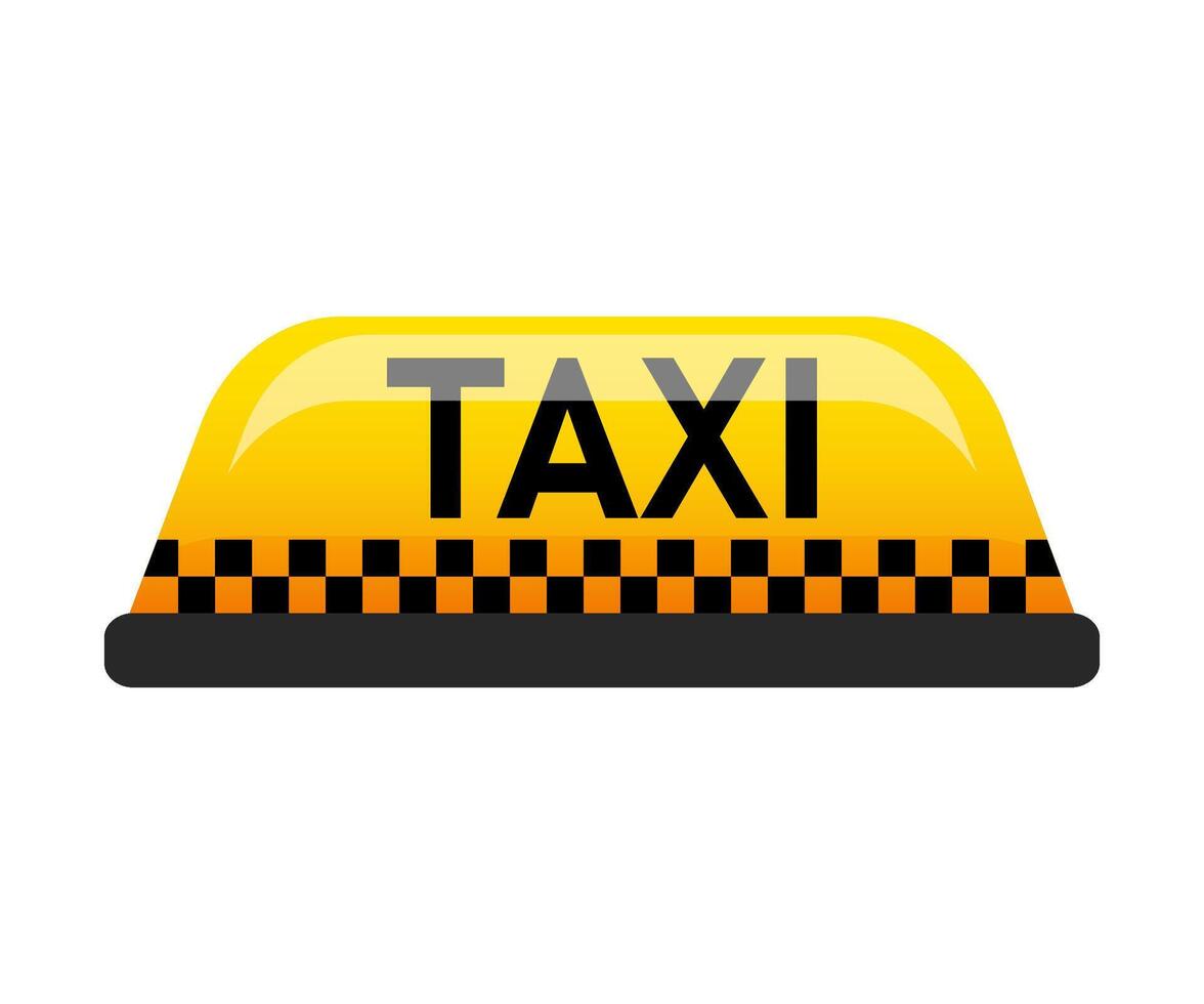 Taxi icon. Taxi car roof sign with black lettering. Taxi service. Yellow signs of urban transportation. vector