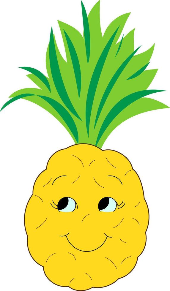 Cute pineapple in cartoon style vector