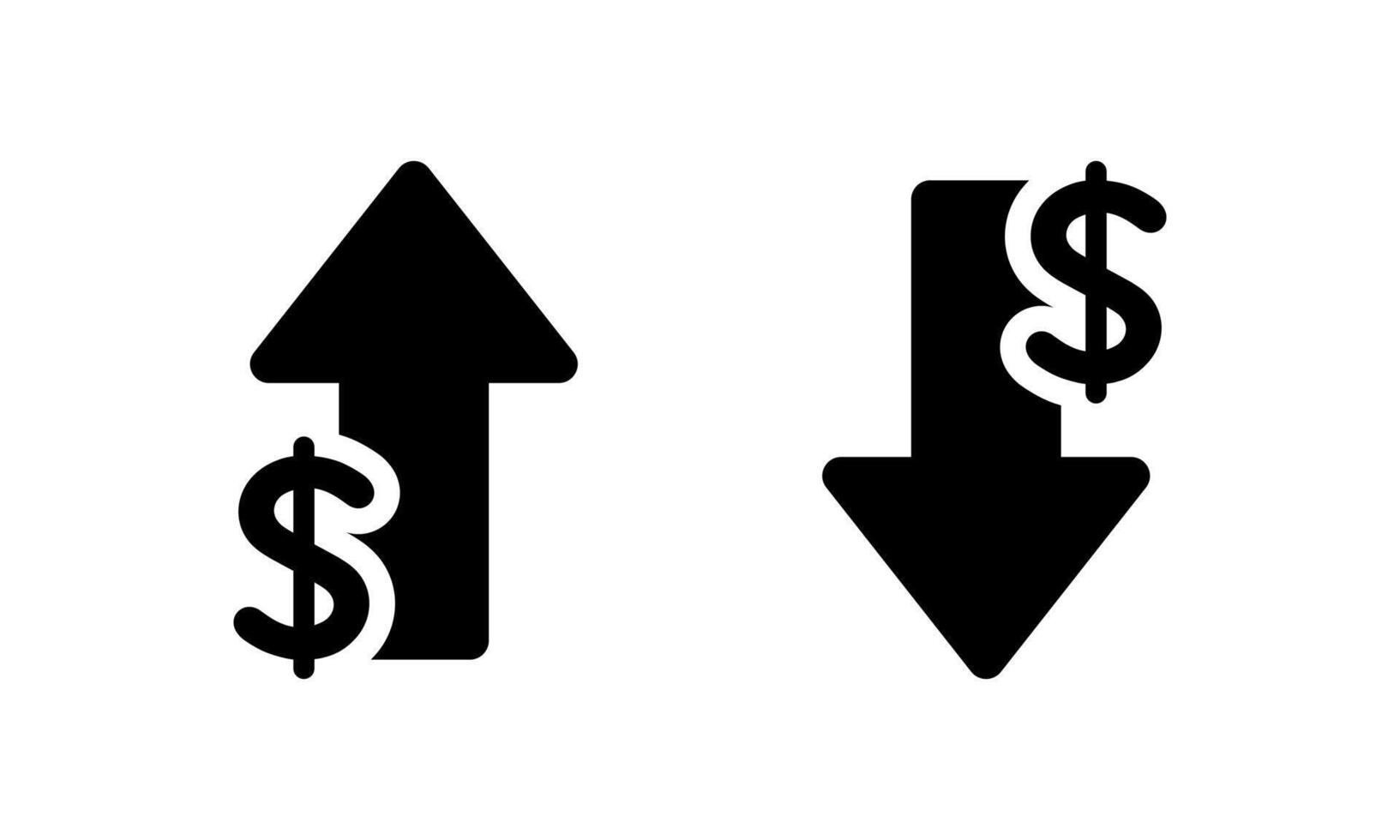 Dollar arrow up and down icon. USD growth and decline concept vector