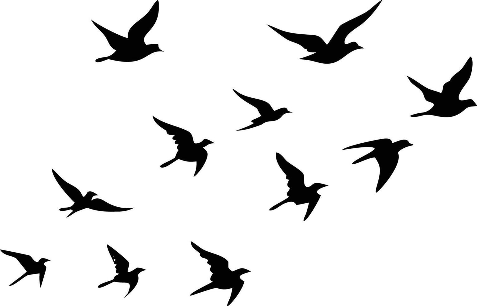 Black Birds Silhouettes Flying Together Abstract Migration vector