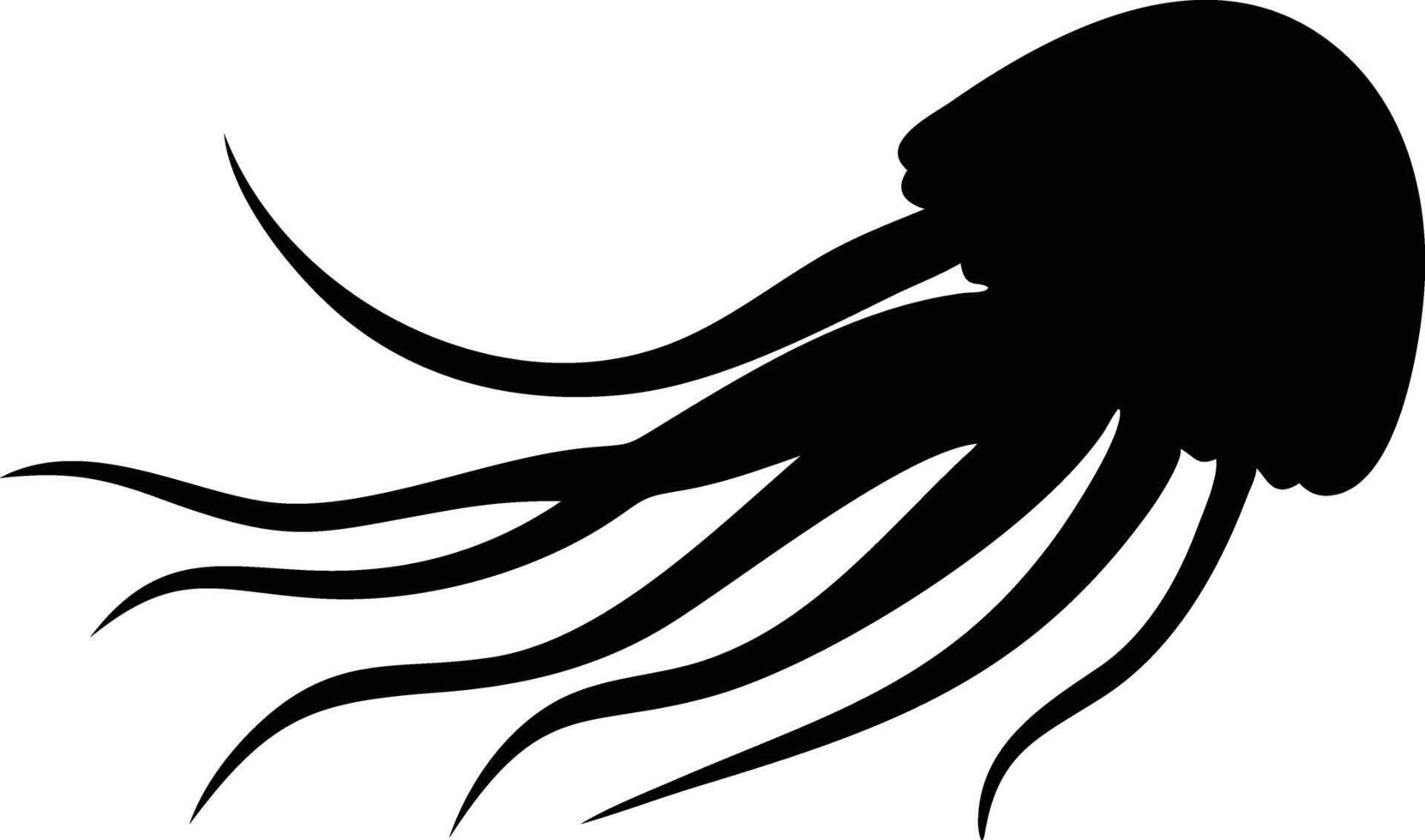 Simple Jellyfish Silhouette, Marine Life Creature Isolated vector