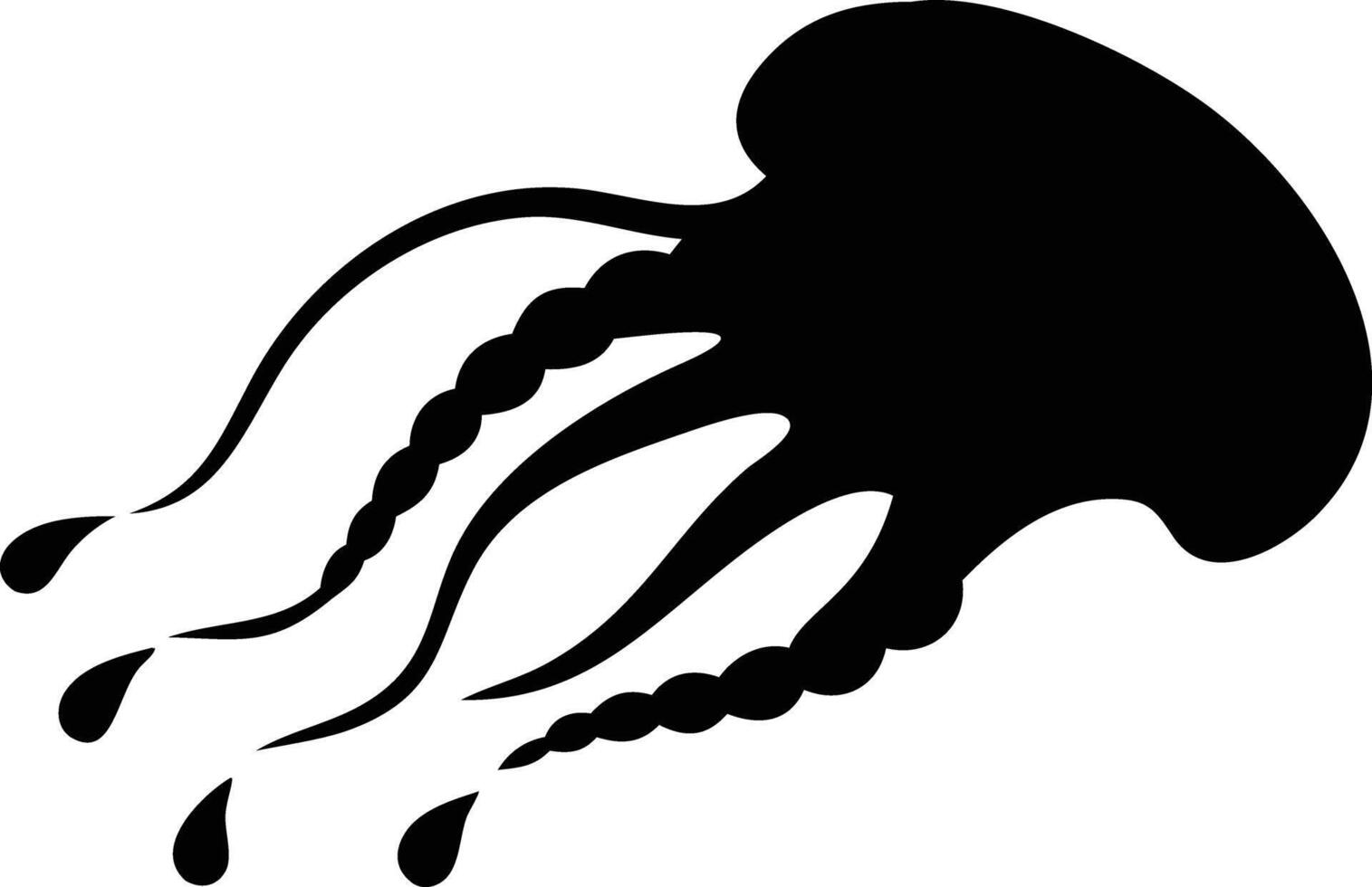 Black Jellyfish Silhouette with Flowing Tentacles vector