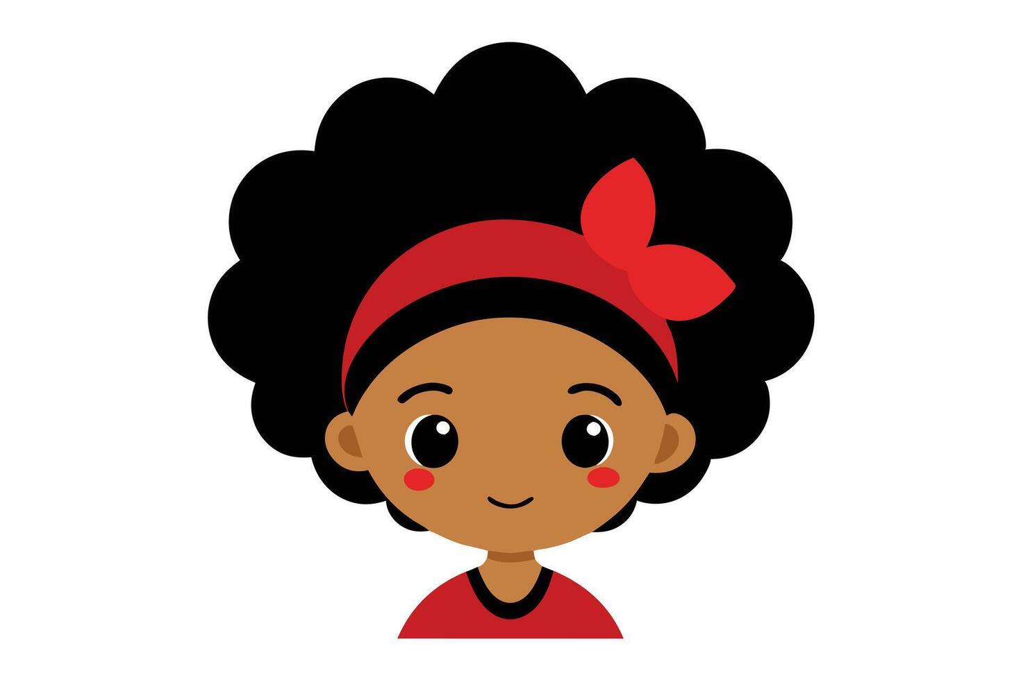 Cartoon Portrait of a Smiling Black Girl with Red Bandana vector