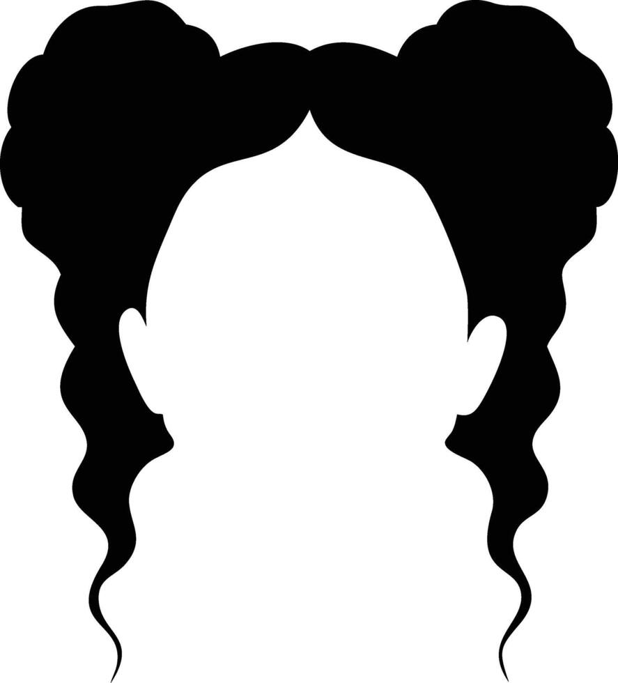 Black Hairstyle Silhouette Two Puffs with Curls vector