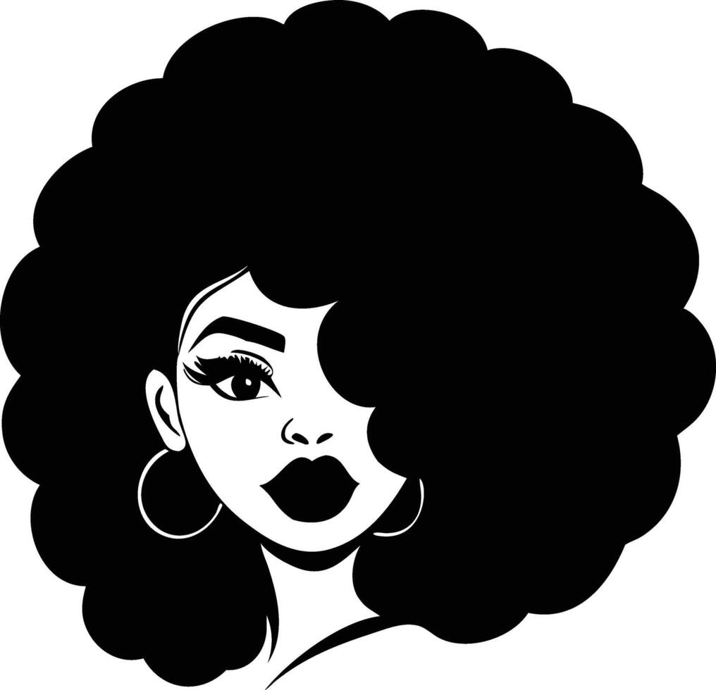 Stylish Afro Woman Portrait with Hoop Earrings Design vector