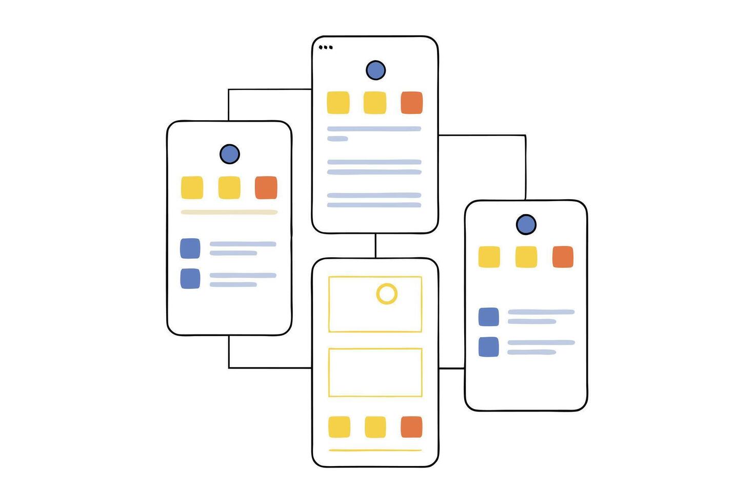 Mobile Interfaces Flowchart with Line Connections vector