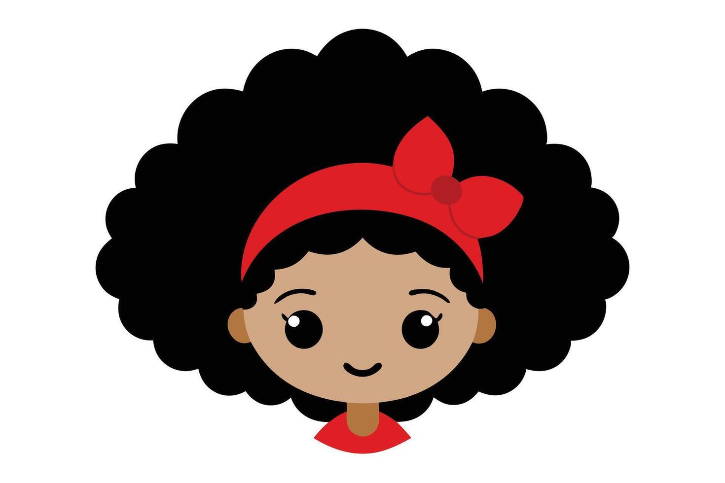 Afro Haired Girl Cartoon Portrait With Red Headband vector