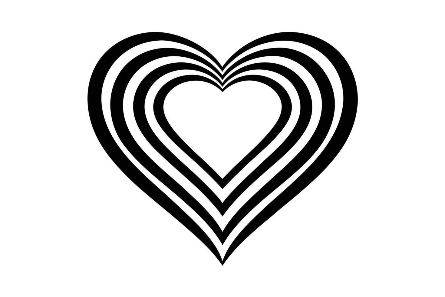 Modern Black Striped Heart Shape Minimalist Design vector