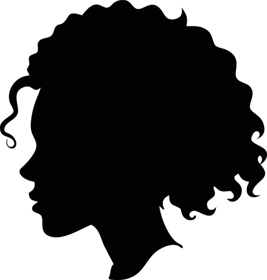 Afro Woman Silhouette with Curly Hair and Elegant Profile vector