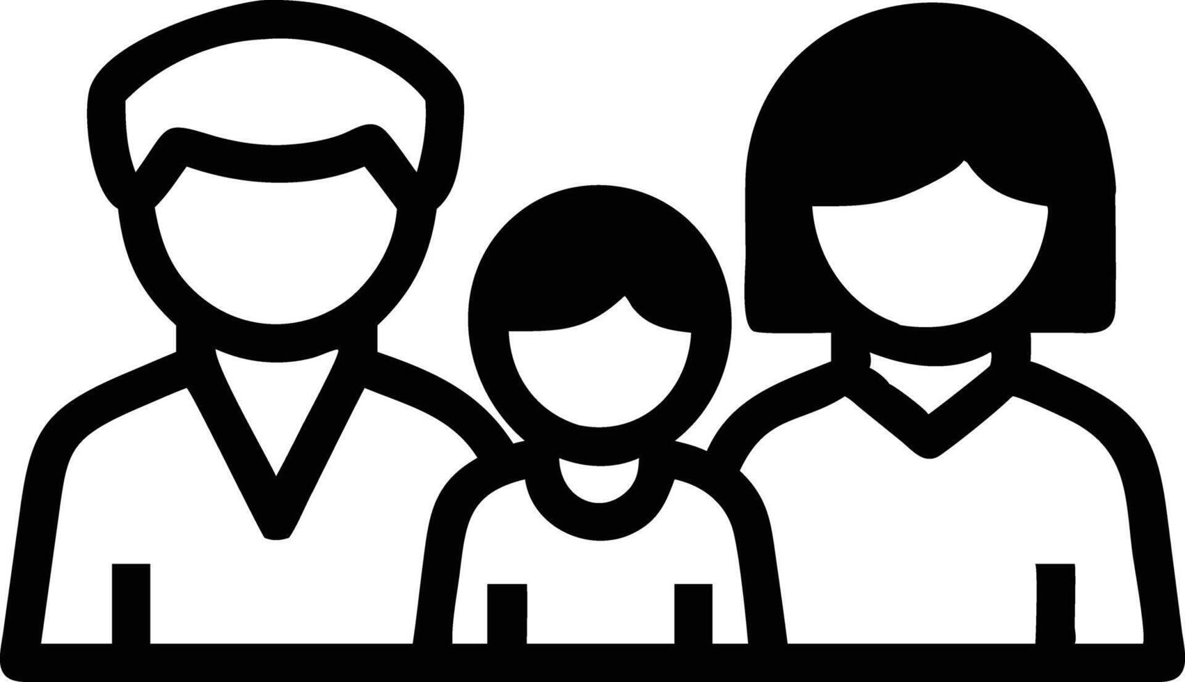Family Icon Parents and Child Black Silhouette Simple Outline vector