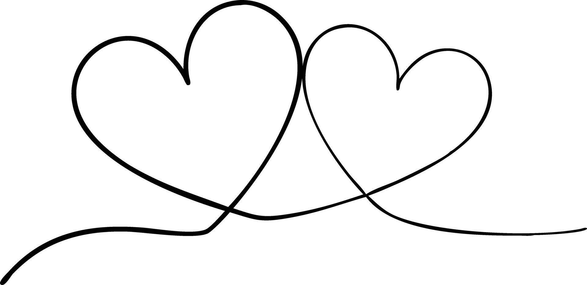 Continuous Line Art of Two Intertwined Hearts , Love Symbol vector