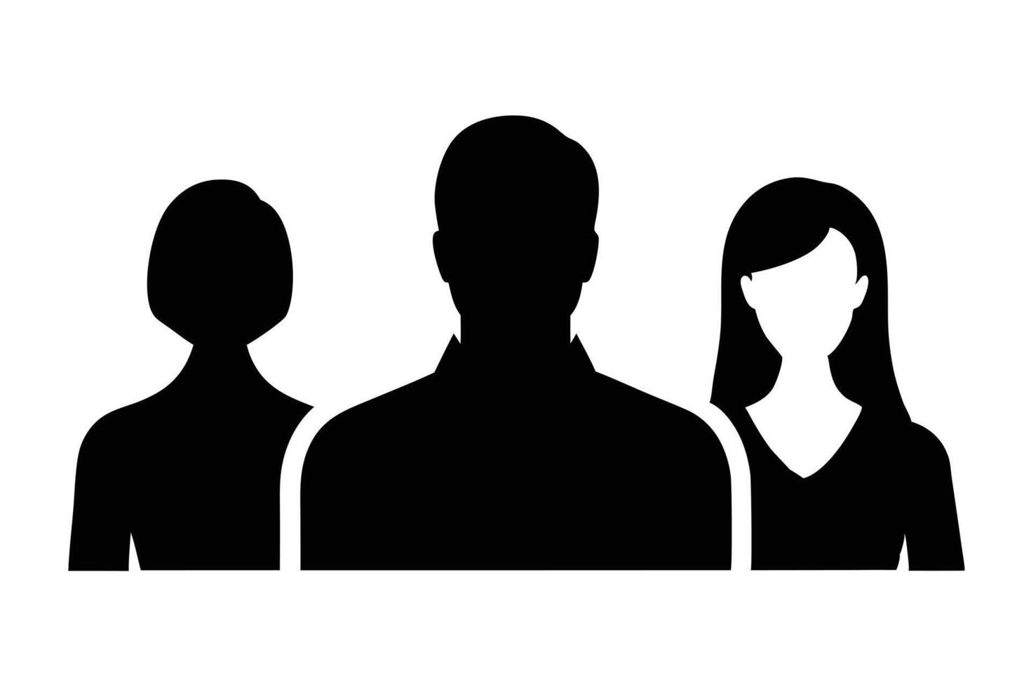 Team Icon Three Black Silhouettes of People on Transparent Background vector