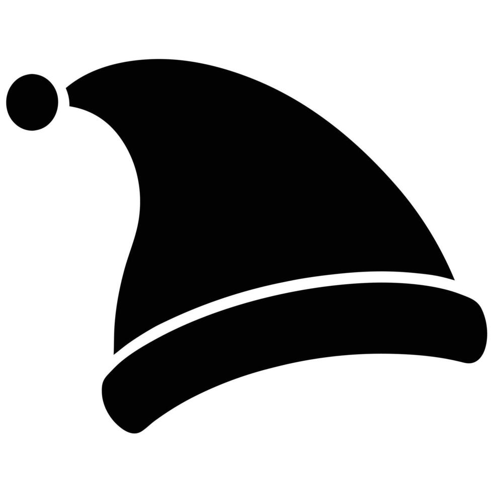 Black Christmas Hat Isolated with Pom Pom on Transparent Background Icon Holiday vector