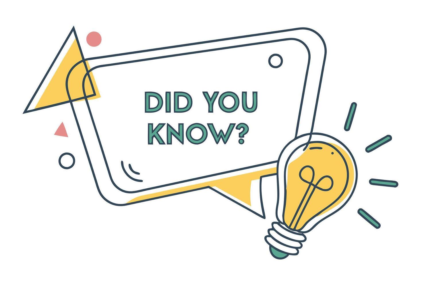Did You Know Message with Geometric Shapes and Idea Lightbulb on White vector