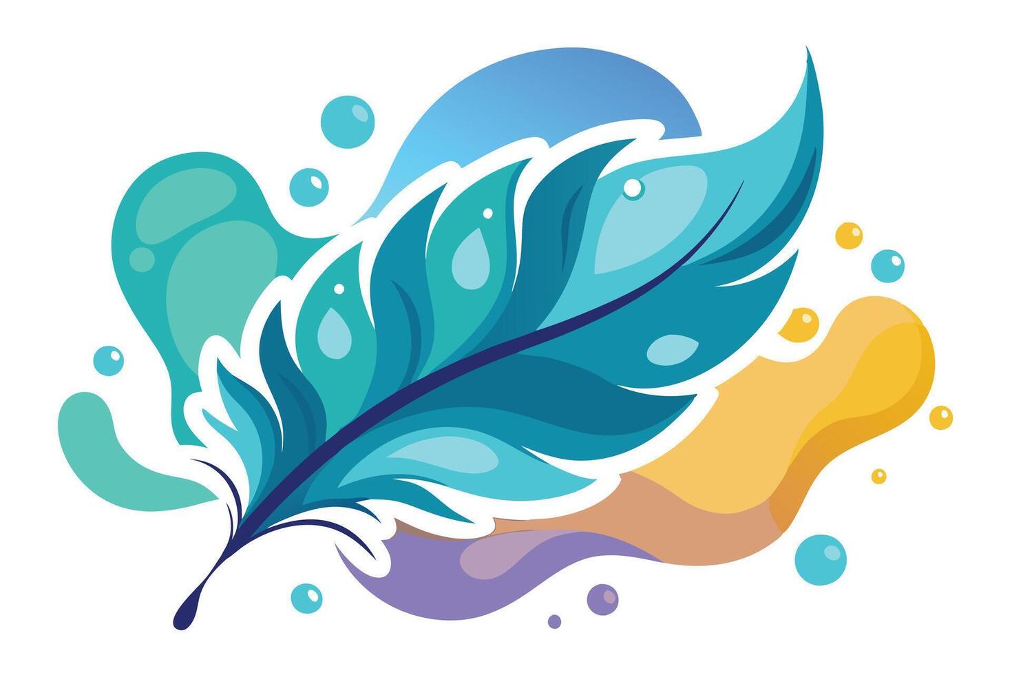 Colorful Feather with Abstract Shapes on Transparent Background vector