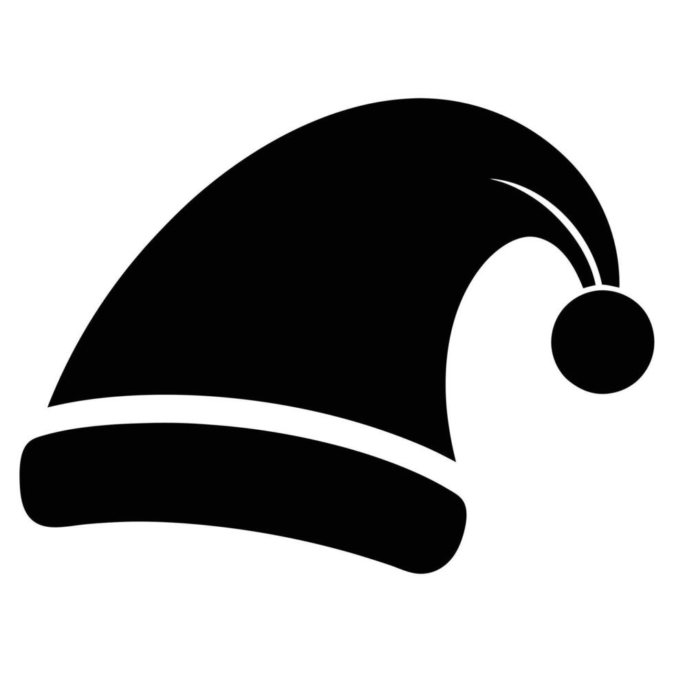 Santa Claus Hat Icon, Winter Black Hat with Transparent Background vector