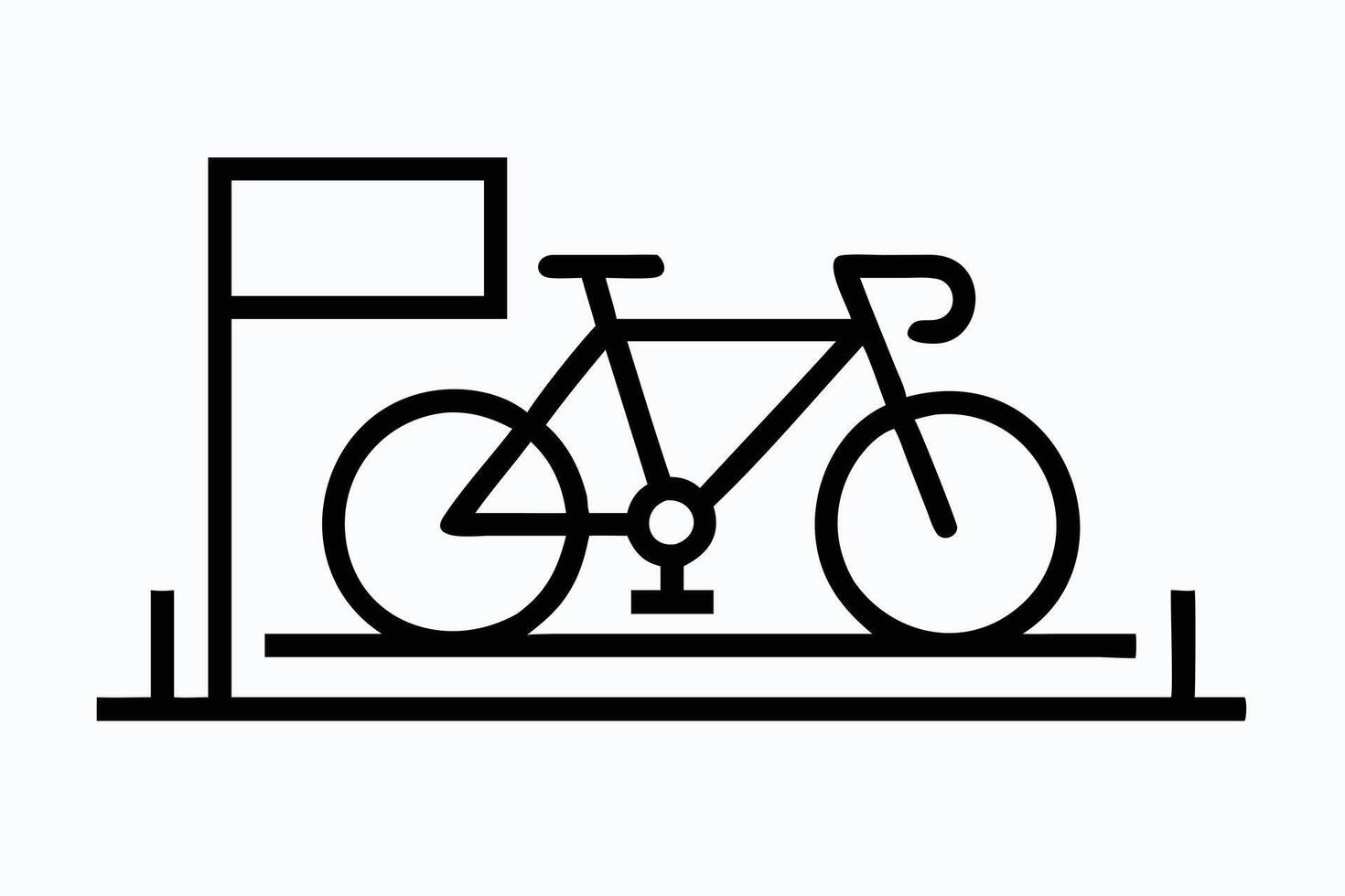 Isolated Flat Bicycle Icon with Signpost, Minimalist Design on Transparent Background vector