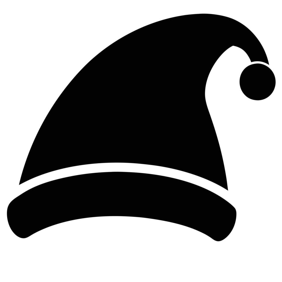 Black Santa Hat Icon with Pom Transparent Background Isolated Holiday Symbol vector